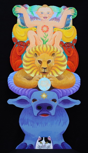 Acrylic painting by Jenny Badger Sultan: 'Amos's Totem'.