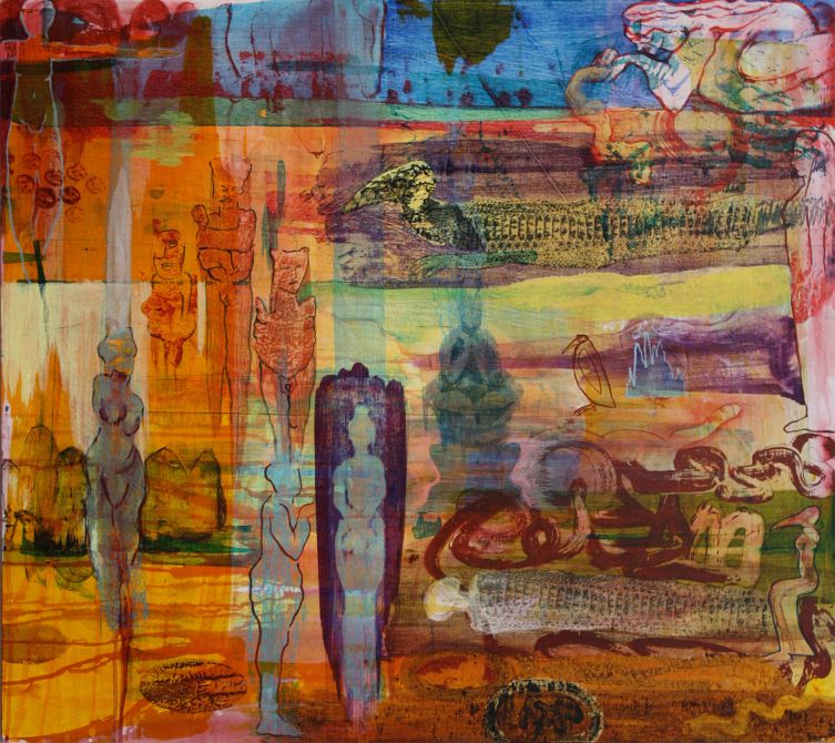 Painting titled 'Gathering' by Jenny Badger Sultan. Click to enlarge