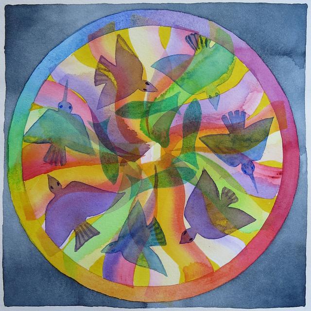 Watercolor titled 'Mandala for Healing II', by Jenny Badger Sultan. Click to enlarge