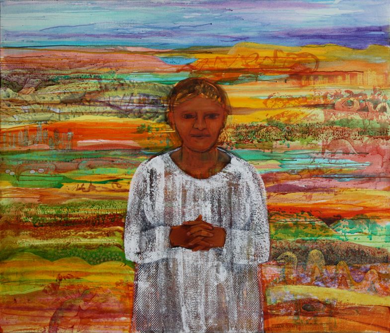 Dream painting titled 'Mary McBride and the Spiritual Earth Movement', by Jenny Badger Sultan. Click to enlarge