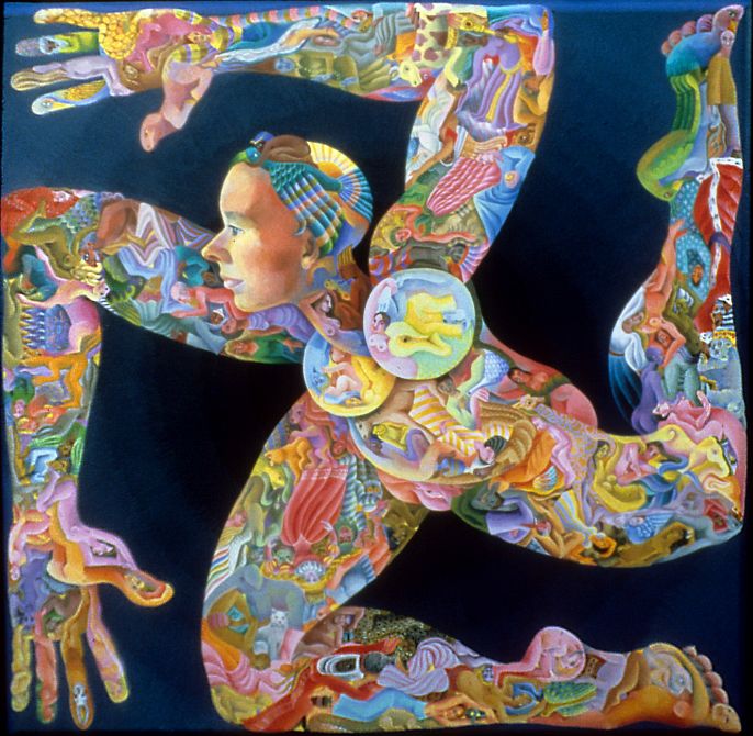 Acrylic painting, 'Mother of All', by Jenny Badger Sultan. Click to enlarge