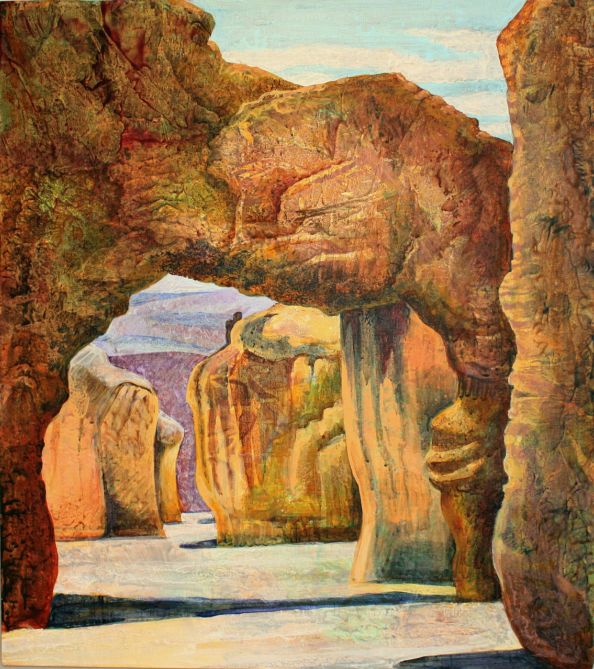 Acrylic painting, 'Natural Bridge--Death Valley', by Jenny Badger Sultan. Click to enlarge