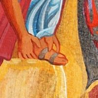 Detail of painting 'Put off Your Shoes for the Place on Which You Stand is Holy Ground', by Jenny Badger Sultan.