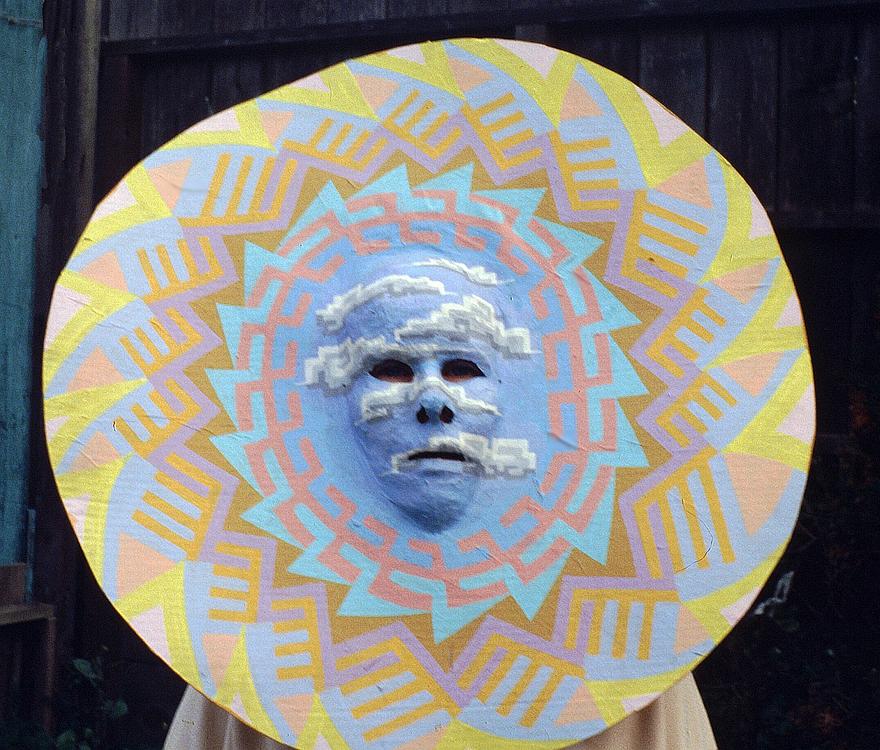 Mask titled 'Solar Disk', by Jenny Badger Sultan.