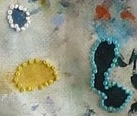 beading on 'Talismanic Dream Towel', painting by Jenny Badger Sultan.