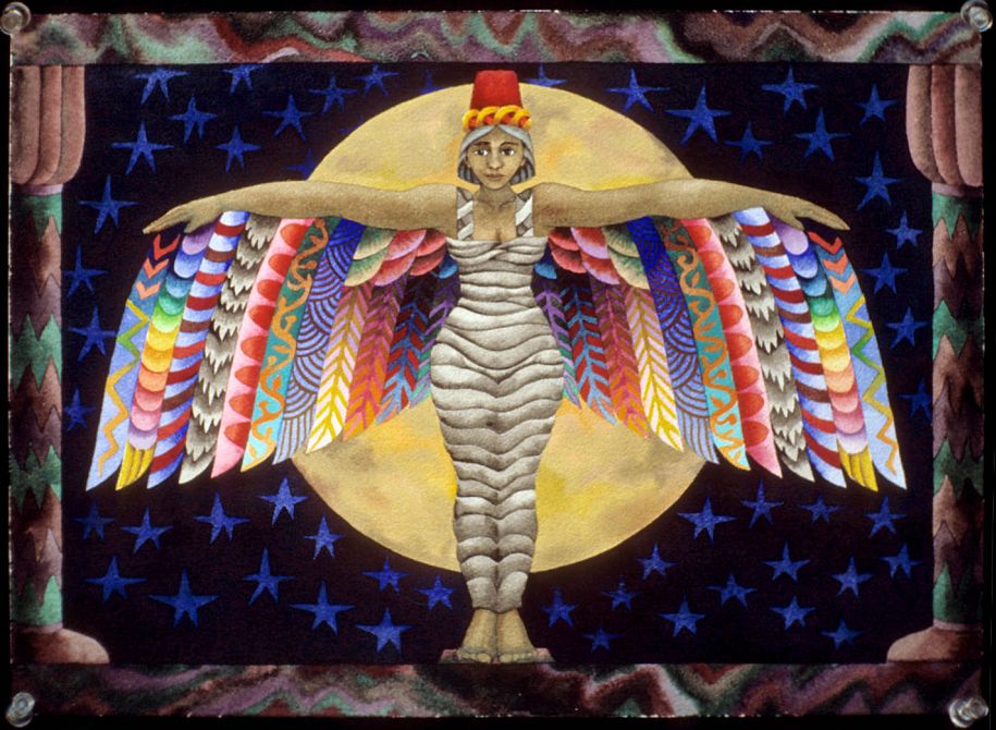 Watercolor ikon, 'Winged Mother', by Jenny Badger Sultan. Click to enlarge