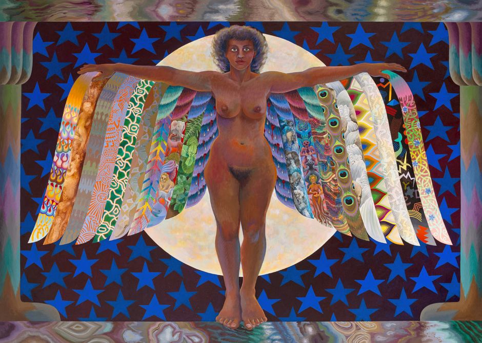 Painting titled 'Winged Goddess', by Jenny Badger Sultan. Click to enlarge